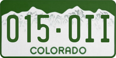 CO license plate 015OII