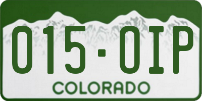 CO license plate 015OIP