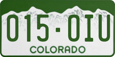 CO license plate 015OIU