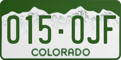 CO license plate 015OJF