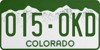CO license plate 015OKD