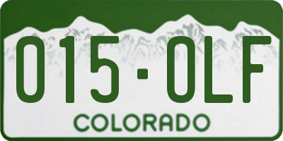 CO license plate 015OLF