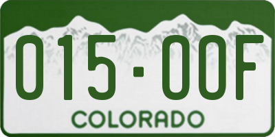 CO license plate 015OOF