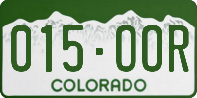 CO license plate 015OOR