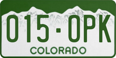 CO license plate 015OPK