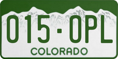 CO license plate 015OPL