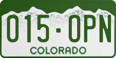 CO license plate 015OPN