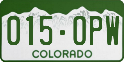 CO license plate 015OPW