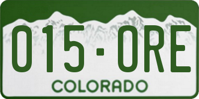 CO license plate 015ORE