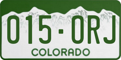 CO license plate 015ORJ