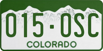 CO license plate 015OSC
