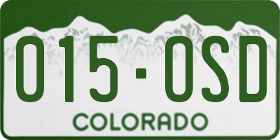 CO license plate 015OSD