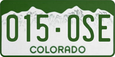 CO license plate 015OSE