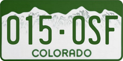 CO license plate 015OSF
