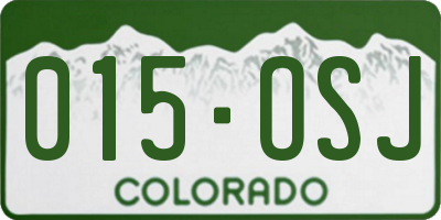 CO license plate 015OSJ
