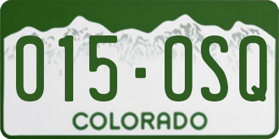 CO license plate 015OSQ
