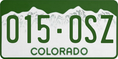 CO license plate 015OSZ