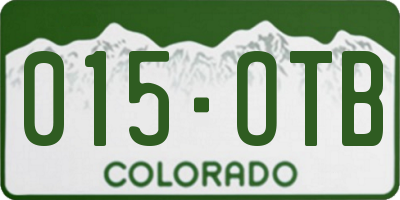 CO license plate 015OTB