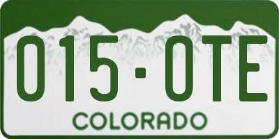 CO license plate 015OTE