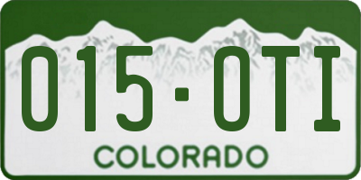 CO license plate 015OTI