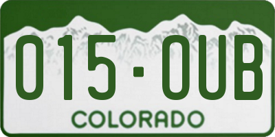 CO license plate 015OUB