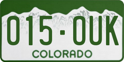 CO license plate 015OUK
