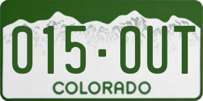 CO license plate 015OUT