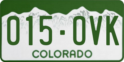 CO license plate 015OVK