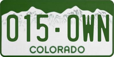 CO license plate 015OWN