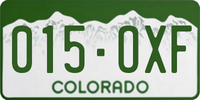 CO license plate 015OXF