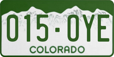 CO license plate 015OYE