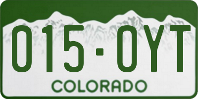 CO license plate 015OYT