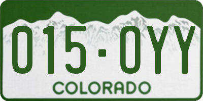 CO license plate 015OYY