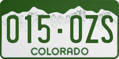 CO license plate 015OZS
