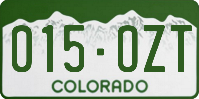 CO license plate 015OZT