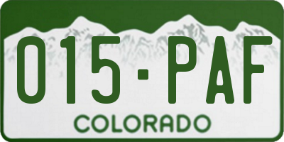 CO license plate 015PAF