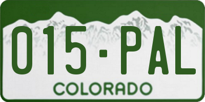 CO license plate 015PAL