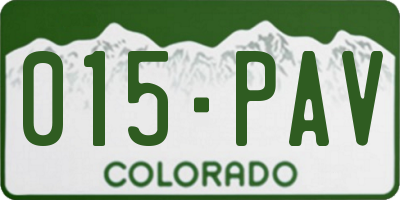 CO license plate 015PAV