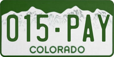 CO license plate 015PAY
