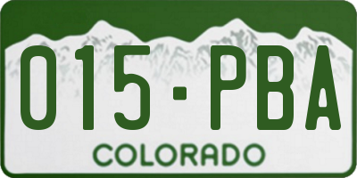 CO license plate 015PBA