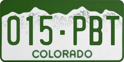 CO license plate 015PBT