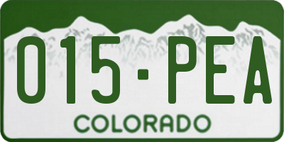 CO license plate 015PEA