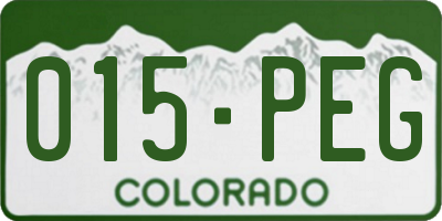 CO license plate 015PEG