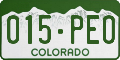 CO license plate 015PEO