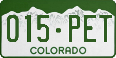 CO license plate 015PET