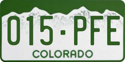 CO license plate 015PFE