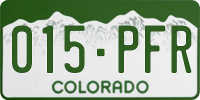 CO license plate 015PFR