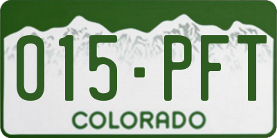 CO license plate 015PFT