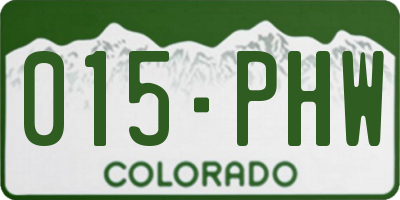 CO license plate 015PHW