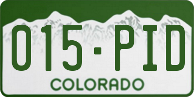 CO license plate 015PID